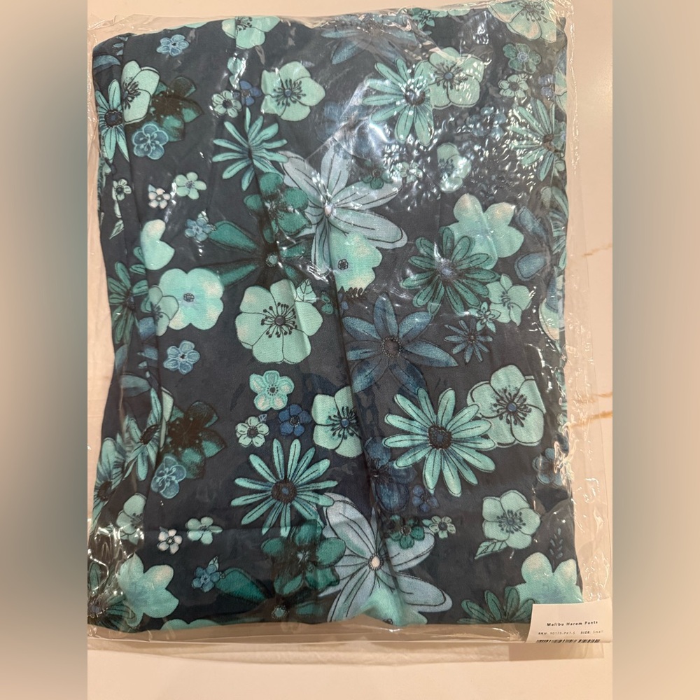 NWT Lotus and Luna Floral Blue Harem Pants - Picture 3 of 6